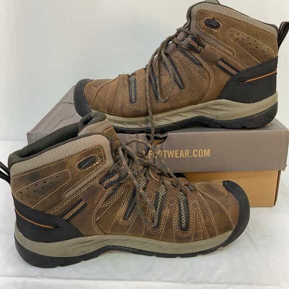 Keen Men's Flint II Mid WP Steel Toe Work Boot 1025613D Cascade Brown Sz 12 - Picture 2 of 8